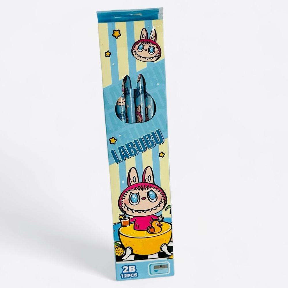 LABUBU Blue Pencil Set includes 12 "2B" Pencil & Sharpener - Picture 2 of 4